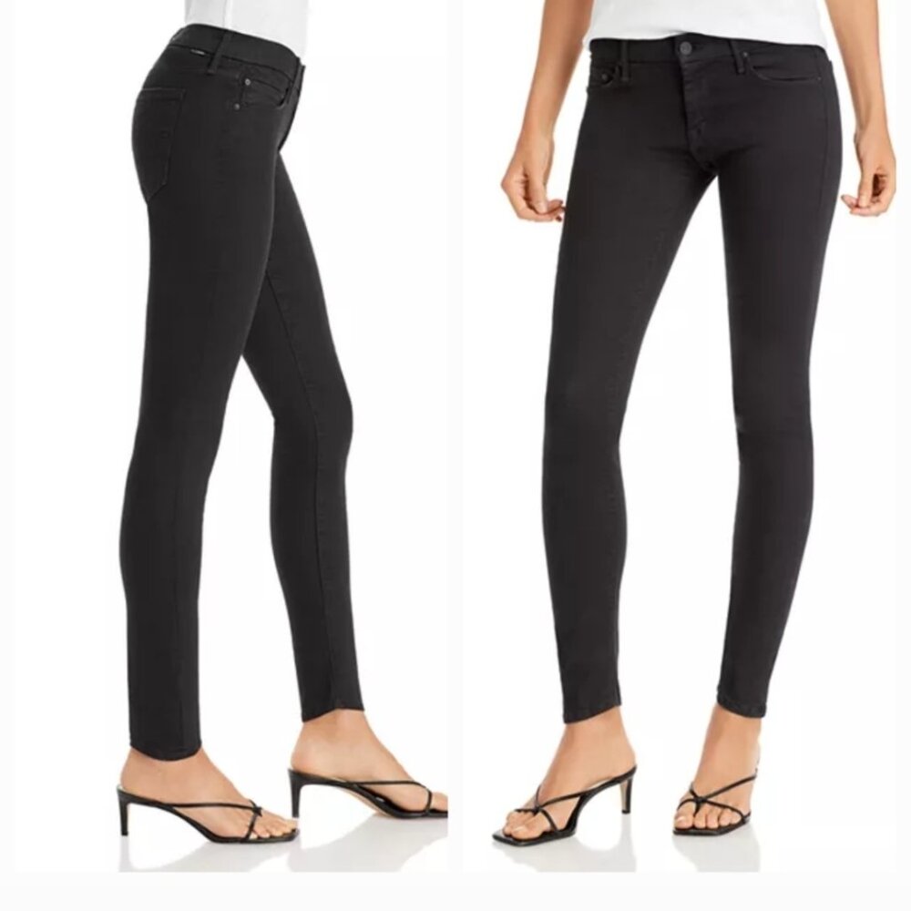 Mother Jeans. 'The Looker' Black, High Waist Skinny, Stretch Size 25